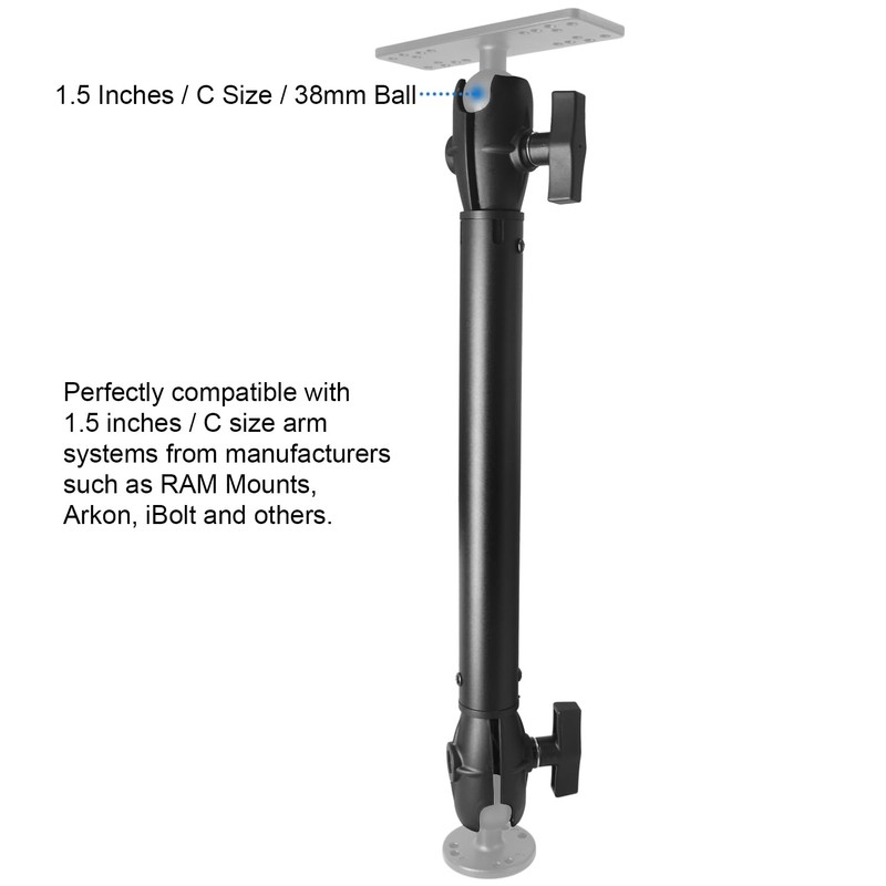 WINDFRD Aluminum Extension(18.3"/46.5cm) Double Socket Arm for 1.5 Inches /