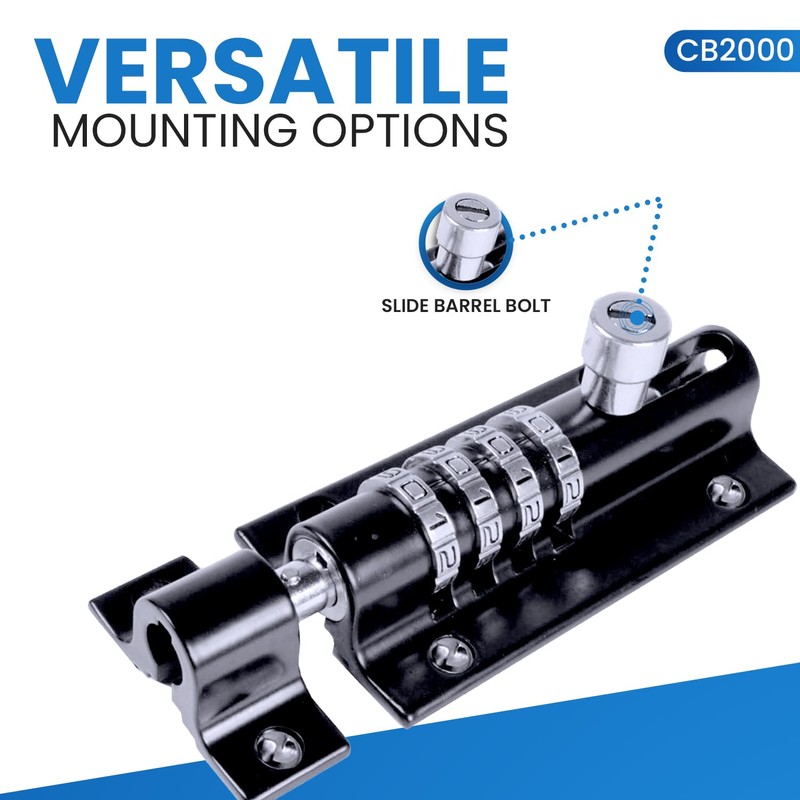Combi-Bolt 4-Digit Combination Sliding Bolt Gate Lock, Secure Gates, Sheds,