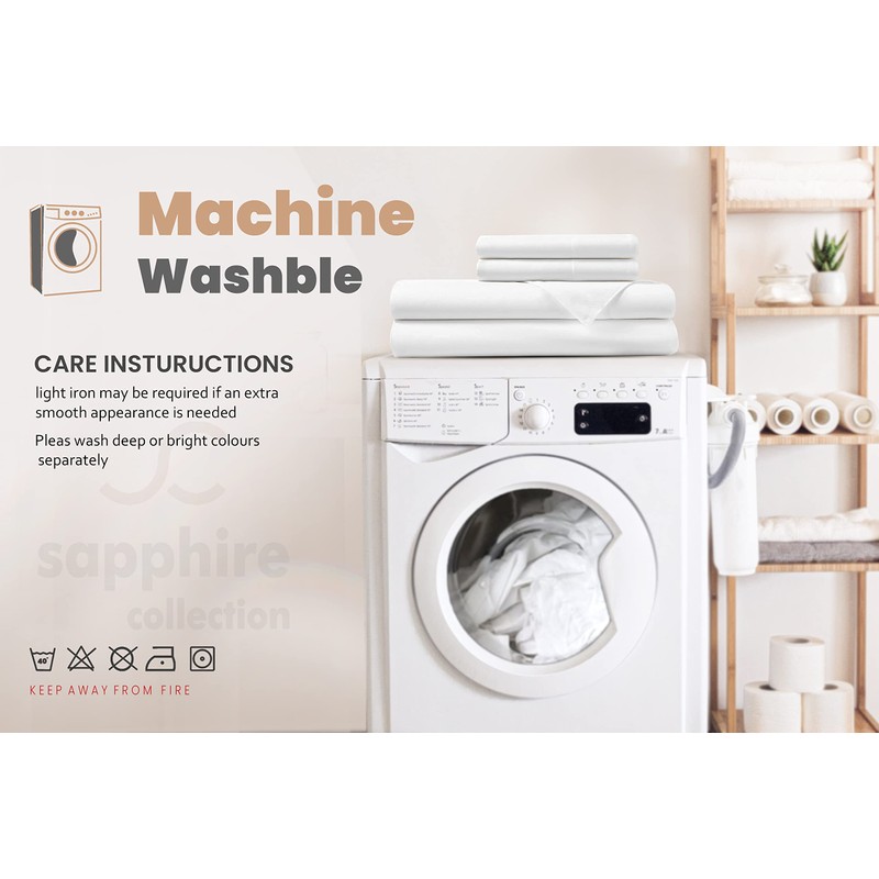 Sapphire Collection Luxury Percale Non Iron White Fitted Sheet Size