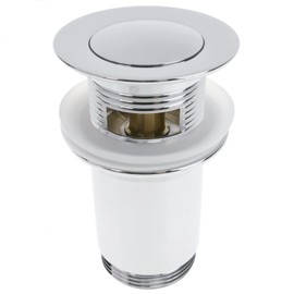 PrimeMatik - Universal Pop-Up Drain Fitting 9 cm for Washbasin Drain Fitting G1-1/4 Chrome-Plated