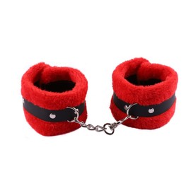 gutiest Soft Plush Exercise Bands Hand Cǔffs Leash Bracelets with Detachable Leash Chain,Fitness Wrist Leather Handcǔffs Bracelet Wristbands (Red)