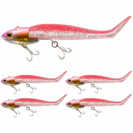 Blue Storm Lure, Flounder, Jig Head, Worm, 0.6 oz (16 g), 0.8 oz (22 g), 0.9 oz (28 g), Set with Spare Worm, Shad Worm, Vibration, Sea Bass, Blue Flounder, Magochi