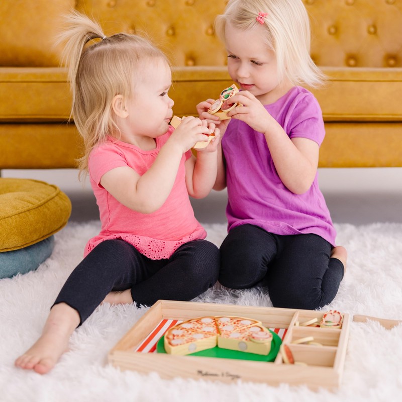 Melissa & Doug Wooden Pizza Party Play Set, 36 Self-Stick
