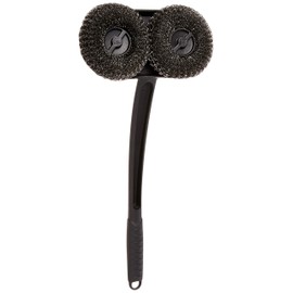 Outset 76227 Long Handle Mesh Scrubber Grill Brush, 1 EA, Black