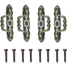 WenTigDY Pack of 4 Antique Style Furniture Handles, Cabinet Handle, Drawer Handle, Zinc Alloy Retro Decorative Door Handle with Screws, Retro Cupboard Handles Drawer for Drawer, Door, Cabinets