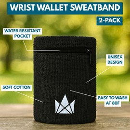 The Friendly Swede Wrist Wallets for Men & Women — Wristband Pocket with Zipper for Jogging, Cycling & Walking; Wrist Pouch for Men for Storing Cash, Keys & Credit Cards; Ankle Wallet - 2 Pack