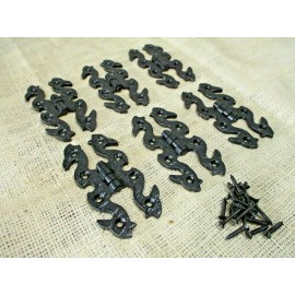 MIDWEST CRAFT HOUSE 6 Hinges 4" Long Decorative Butterfly Hinge Cabinet Screen Door Iron Hand Forged