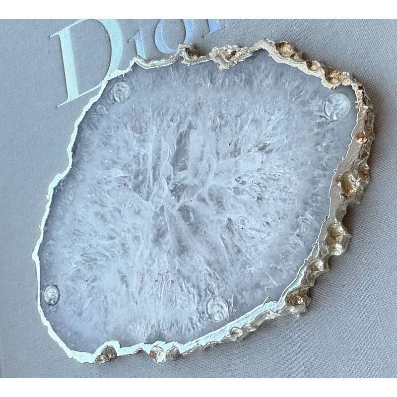 Crystal Coasters -White and Silver Salt Agate - Set of