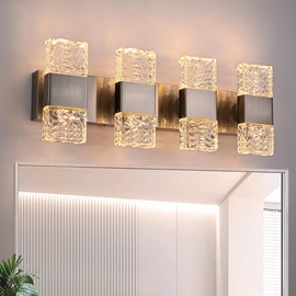 MELUCEE Brushed Nickel Bathroom Light Fixtures Over Mirror 23.6 Inch, 32W Dimmable 3000K LED Vanity Light Bar, Modern Bathroom Vanity Lights Above Mirror Wall Mount, Built-in Led Chips