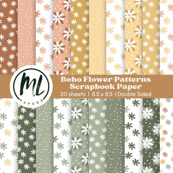 Fall Floral Pattern Scrapbook Paper: Boho Flower Scrapbook Paper, Earthy