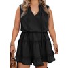 Eytino Womens Plus Size Sleeveless V Neck Drawstring Ruffle Tiered