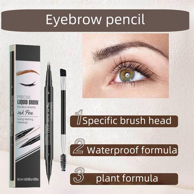 Eyebrow Pencil,2 Fork Tip &Precise Brush-Tip,Waterproof Eye Brow Pencil,Eyebrow Pencil