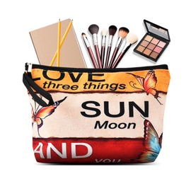 yaozeio Butterfly Print Makeup Bag for Women Girls Cosmetic Pouch for Grilfriend Wife Anniversary Birthday Gifts for Fiancee Romantic Travel Makeup Organizer With Wrist Rope