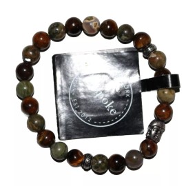 Bespoke $35 Bespoke Mens Buddha Beaded Bracelet Green-Brown New