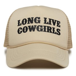 Funky Junque Foam Snapback Trucker Hat - Long Live Cowgirls (Khaki)