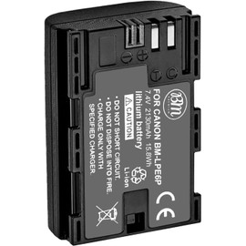 BM Premium LP-E6P High Capacity Battery for Canon EOS R5 Mark II, EOS R, EOS R5, EOS R6, EOS R6 II, EOS R7, EOS 90D, EOS 60D, EOS 70D, EOS 80D, EOS 5D III EOS 5D IV, EOS 6D II, EOS 7D II Cameras