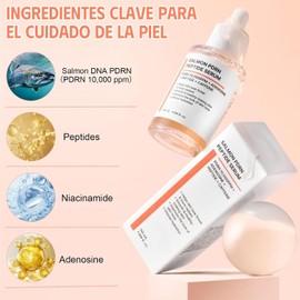 Suero Facial de Péptido de PDRN Salmón 50ML, Skin Restoration & Firming 10000 ppm de PDRN, Niacinamida y Péptidos, Sérum Facial Antiedad, Tono de Piel Apagado y Desigual, Deep Hydration