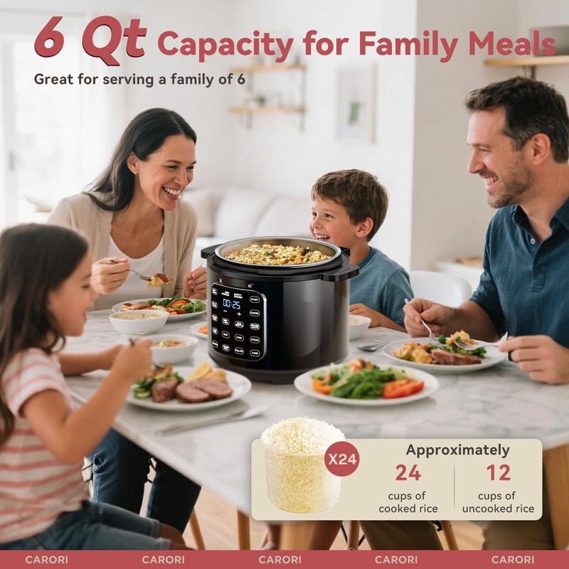 CARORI 9-in-1 Electric Pressure Cooker 6 Qt, Stainless Steel Inner
