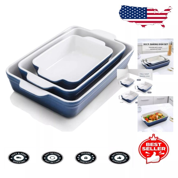 Unbranded Elegant Non-Stick Ceramic Bakeware Set in Gradient Blue -