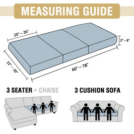 H.VERSAILTEX Stretch Chenille Couch Cushion Cover Soft Sofa Covers Individual Seat Couch Slipcover Sets Furniture Protector Seat Cushion Sofa Cover (3 Piece Sofa Cushion Covers, Taupe)