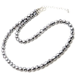 GOLD STONE Terahertz Mineral Necklace, 0.2 inch (6 mm), Star Cut Power Stone, Natural Stone, Hook Type, Length Approx. 23.6 inches (60 cm)