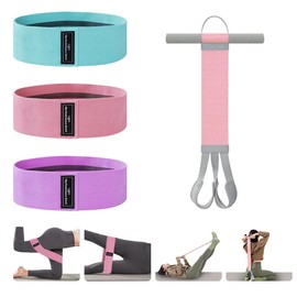 Yoga Pedal Resistance Band，Fabric Resistance Band Set, 20-120 pounds Men's and Women's Exercise Bands, Hip Elastic Bands, Pilates Elastic Bands, for Strength Training and Muscle Exercise (Pink)