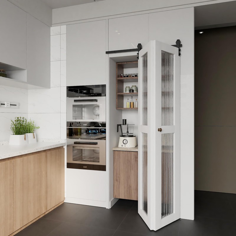 Dondelight 40" Bi-Folding Sliding Barn Door Hardware Kit for 2