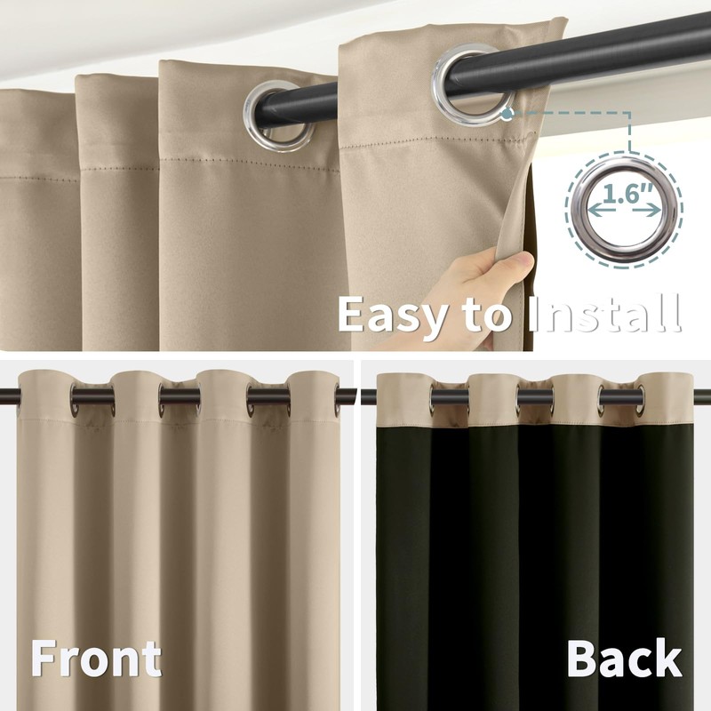 BGment Thermal Insulated 100% Blackout Curtains for Bedroom with Black