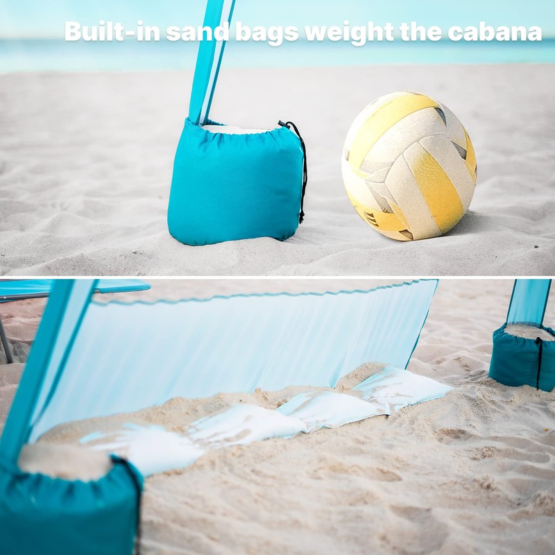 AMMSUN Beach Cabana, 6.2'×6.2' Beach Canopy, Easy Set up and