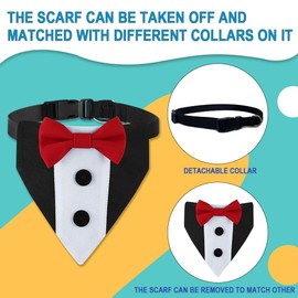 Dog Tuxedo,Formal Wedding Dog Bandana Adjustable Collar with Bowtie,Small Medium Large Boy Dog Wedding Grooming Birthday Party Gift DOGTACT (Small, Red)