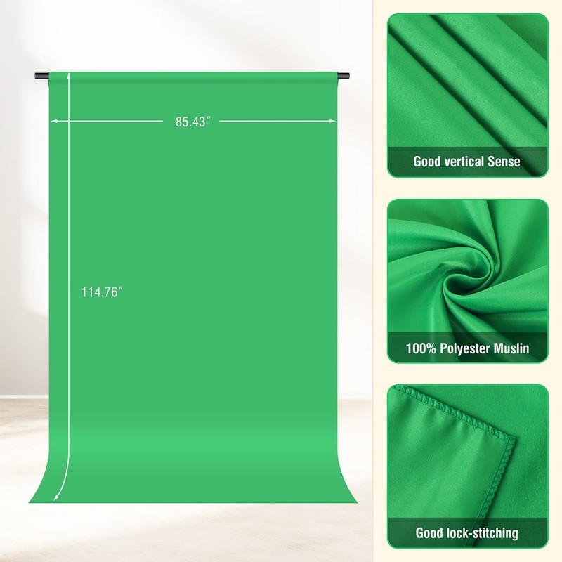 Forlogic Green Screen Backdrop Kit with Stand, 8x7.2ft Portable GreenScreen