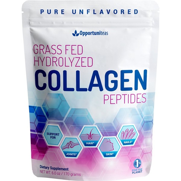 Opportuniteas Collagen Peptide Powder , Low Carb Keto & Paleo Diet Friendly, Healthy Protein Supplement , Support Joints, Hair, Skin & Nails - Grass Fed, Gluten Free & Non-GMO, Unflavored, 6 oz