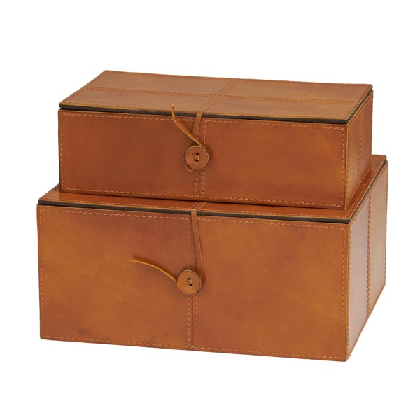 Deco 79 Leather Handmade Decorative Box Storage Decorative Keepsake Boxes