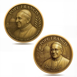 Pope Francis Commemorative Coin - 266th Pope Francis 1936-2025 Memorial Challenge Coin Collection Double-Sided Religious Collectible Coin - Style B