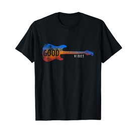 Good Vibes Electric Guitar T Shirt Funny Gift Guitarist Tee T-Shirt