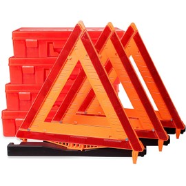 CARTMAN 12 Pack Warning Triangle,Enmergency Reflector, Emergency Triangles for Vehicles,Triangle Kit with Case (Without Sand)