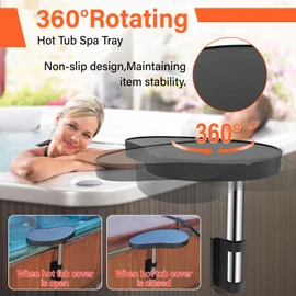 Hot Tub Tray,Hot Tub Drink Holder 360° Rotation,Non-Slip Heavy Duty Hot Tub Table Tray,Design Spa Tray Cup Holder for Hot Tub