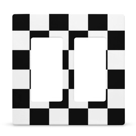 SEPTYK Black White Race Checkered Flag Pattern Light Switch Wall Plate Faceplate Cover Double Rocker 2 Gang Decorator Outlet Receptacle Covers for Home Kitchen Room Bathroom Decor