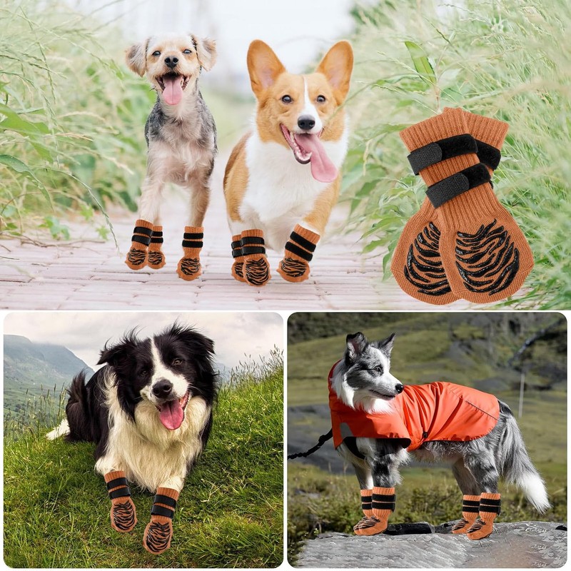 TZL Calcetines Antideslizantes para Perros con Doble Agarre para Suelos