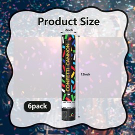 6 Pack Colorful Confetti Poppers | Colorful Confetti Cannon | Party Poppers Confetti Shooters | Colorful 12 Inch Confetti Bomb | Confetti Poppers Bulk for Wedding Birthday Christmas New Year’s Eve