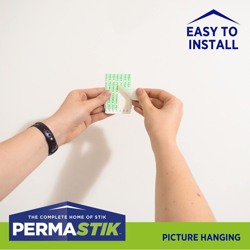 PermaStik Picture Hanging Kit Includes Removable Adhesive Hooks, 3 Extra