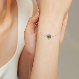 AOBOCO Heart Urn Bracelet for Ashes 925 Sterling Silver Cremation Holds Loved One's Ashes for Women Memorial Keepsake Beangle Embellished with Crystals from Austria (Sunflower)
