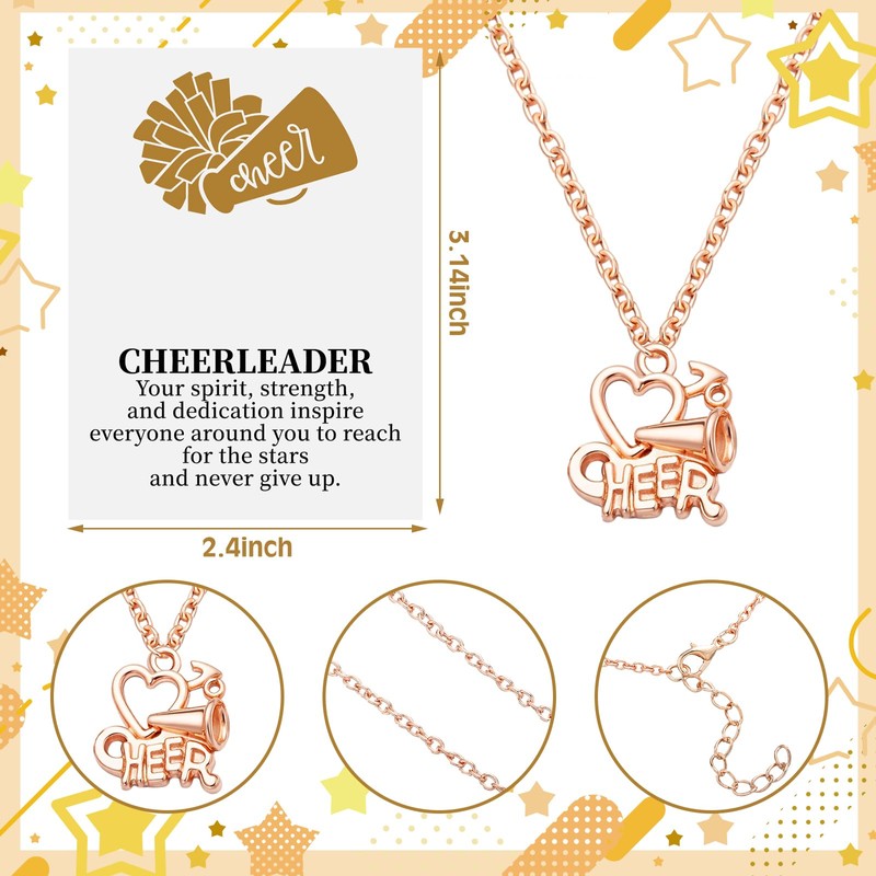 Liliaafar 24 Sets Cheerleader Necklace Gifts Bulk with Card,Gold
