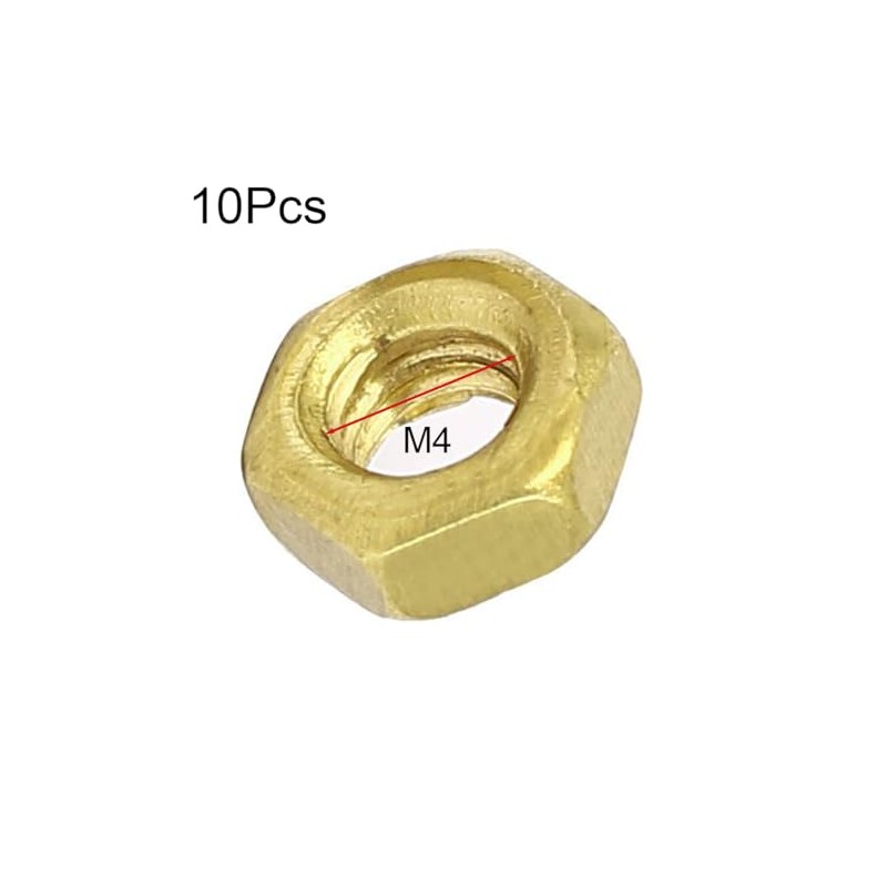 TA-VIGOR 10Pcs Hex Nuts, M4 Self Locking Nuts, Brass Machine