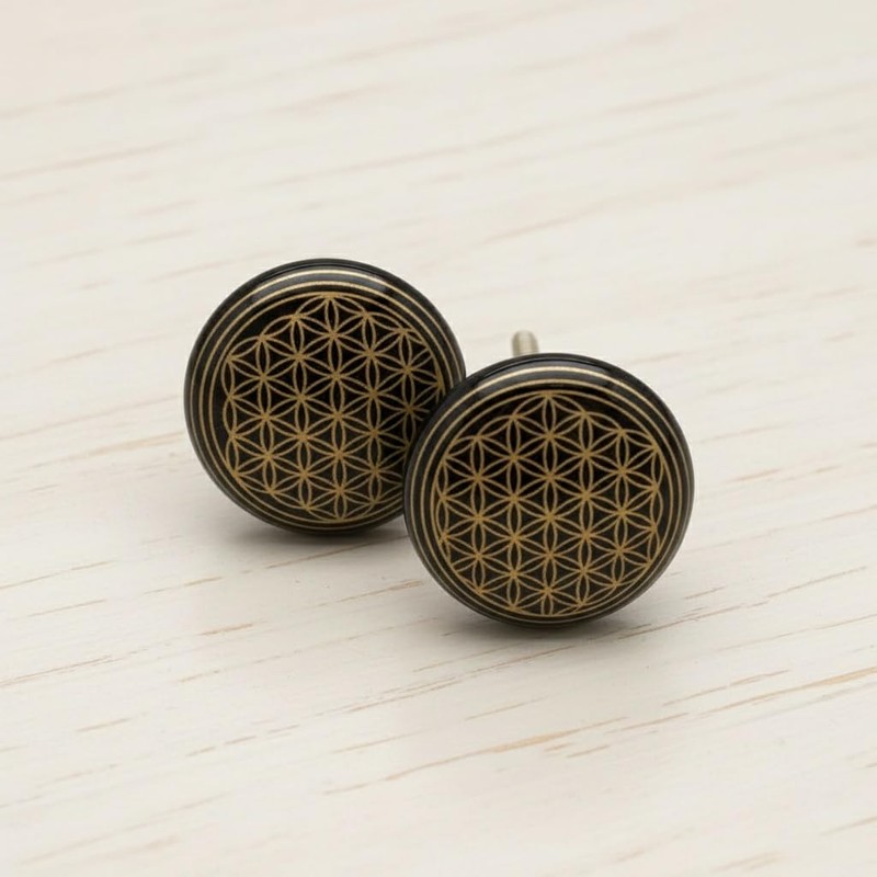 Nacnic Set of 12 Hand Painted Black and Gold Mandala