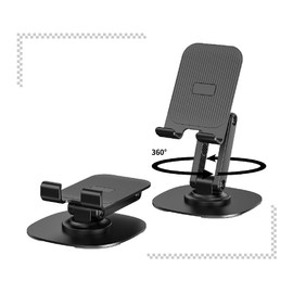 Abczxc 360 Degree Rotating Phone Holder, Foldable Metal Phone and Tablet Holder, Desktop Live Streaming Stand for Smartphones and iPads (Yellow)