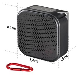 Hama Bluetooth-Lautsprecher Pocket 3.0 Box für Handy (kompakter Mini-Lautsprecher mit Bluetooth, AUX u. praktischem Karabiner klein, mobile Musikbox Bluetooth wasserdicht IP67, 14h Akku, 3,5W) schwarz