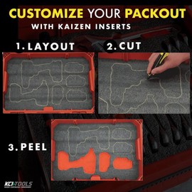 Kaizen Insert Compatible with Milwaukee Packout 48-22-8435 | Foam Inserts | Tool Box Foam Inserts | Toolbox Foam Inserts | Foam Tool Organizer | Tool Foam (2 PACK, 57mm Thick, Black/Red)