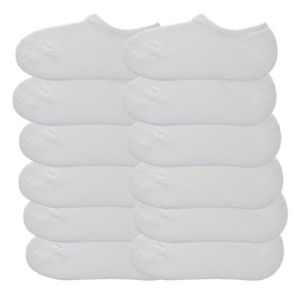 Angelina Calcetines invisibles de mezcla de algodón con parche de silicona antideslizante (paquete de 12), 12 pares, blanco, 9-11
