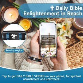 Daily Bible Verse Silicone Wristband for Men Women, Religious Wristband, Inspirational Scripture Present for Daily Motivation, Faith Hope Belief Bracelet, Black